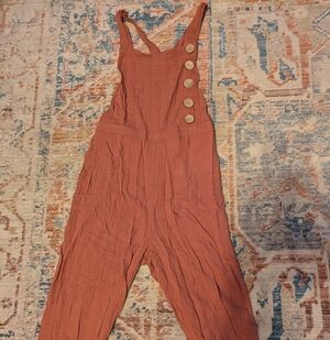 Rust Jumpsuit with Button Detail
